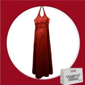 Alfred Angelo Red Beaded Halter Prom Bridesmaid Gown Sz 12